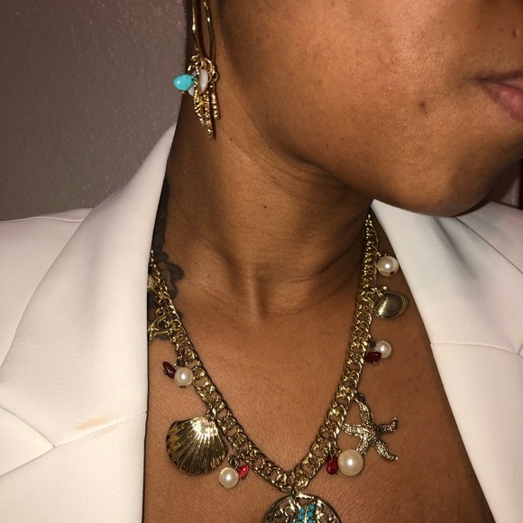 Turquoise seashell beachy jewelry set - Picture 3 of 6